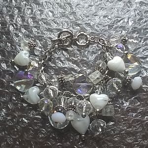 Crystal clear rhinestones charm and beads bracelet